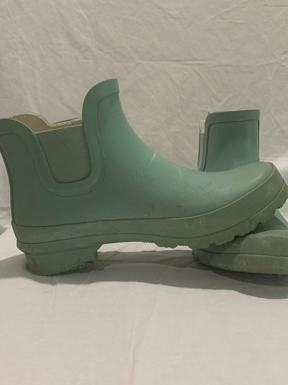 Women's Sage Green Rubber Ankle Rain Boots Waterproof Garden Shoes Size 38